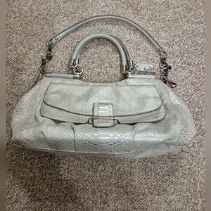 Coach Madison Pinnacle Python Embossed Leather Shoulder Hand Bag Gray Silver EUC